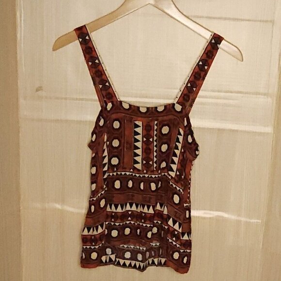 H&M Red Silky Southwestern Sleeveless Top 6 - Picture 2 of 5